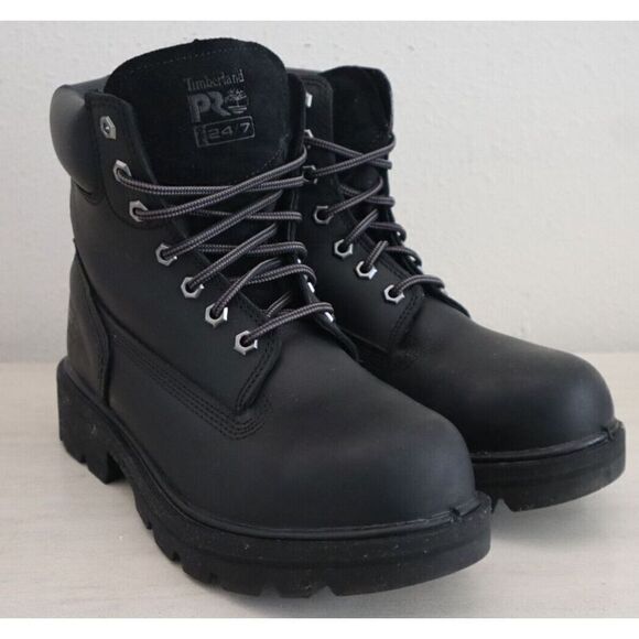 Timberland Pro Men's 7M Women's 8.5M Black Sawhorse Comp Toe 6" Work Boots - Picture 1 of 8